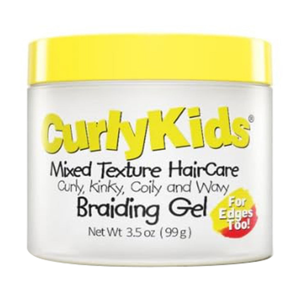 CurlyKids Braiding Gel for Curly Kinky Coily and Wavy Hair 3.5Oz (99g)